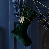 Ginger Ray Velvet Luxe Green Velvet Embroidered Stocking with Charm