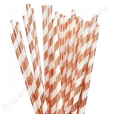 ROSE GOLD - Chevron Paper Straws