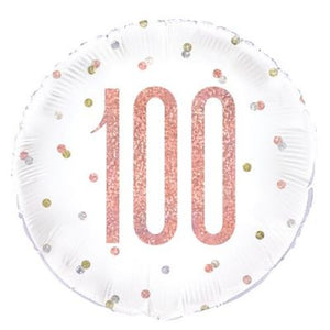 45cm Foil Balloon - 100th ROSE GOLD