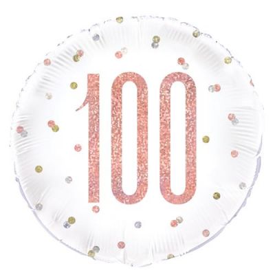 45cm Foil Balloon - 100th ROSE GOLD