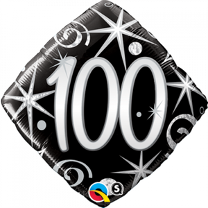 45cm Foil Balloon - 100th BLACK & WHITE