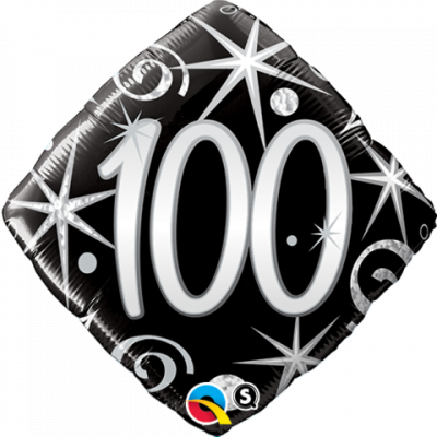 45cm Foil Balloon - 100th BLACK & WHITE