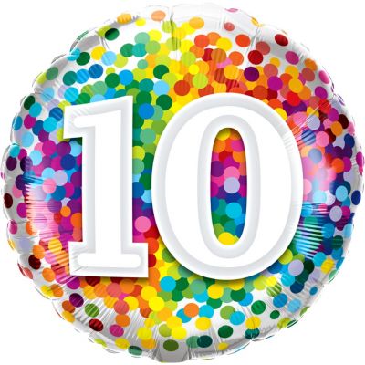 45cm Foil Balloon - 10TH BIRTHDAY DOTS