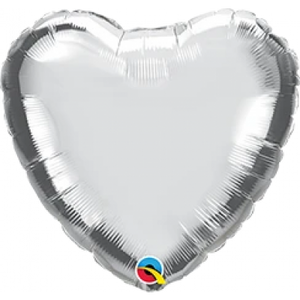 45cm Foil Balloon - HEART - SILVER