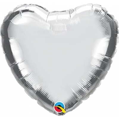 45cm Foil Balloon - HEART - SILVER