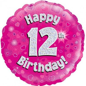 45cm Foil Balloon - 12TH BIRTHDAY PINK