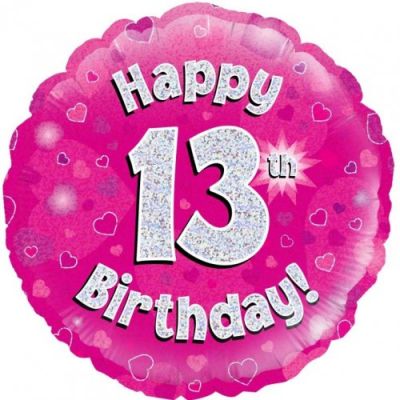 45cm Foil Balloon - 13th PINK