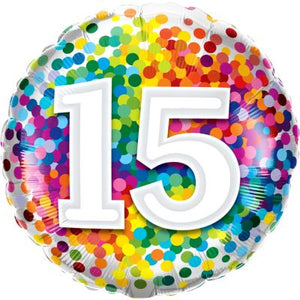 45cm Foil Balloon -  15TH BIRTHDAY DOTS