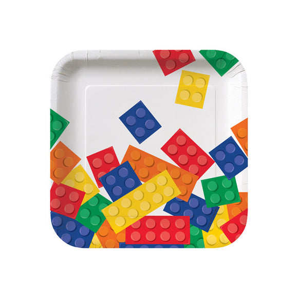 Party Paper Plates 17cm - LEGO BLOCKS