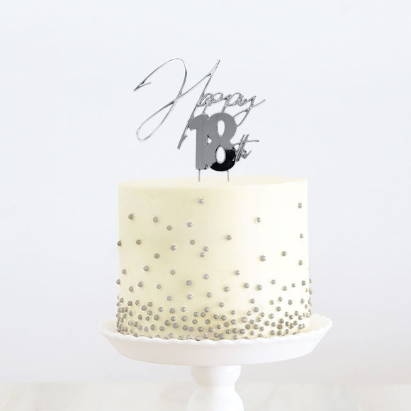 Happy 18th SILVER Cake Topper