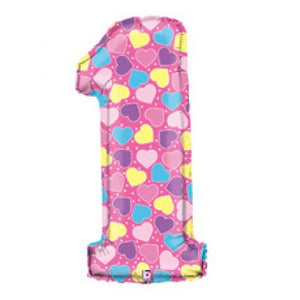 SuperShape Numbers PINK WITH LOVE HEARTS #1