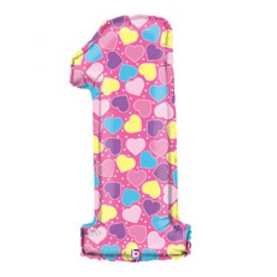 SuperShape Numbers PINK WITH LOVE HEARTS #1