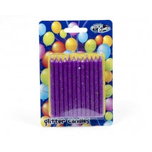 Birthday Candle - GLITTER PURPLE 24Pk