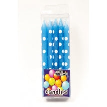 BRIGHT CANDLES (10) - BLUE/WHITE DOTS