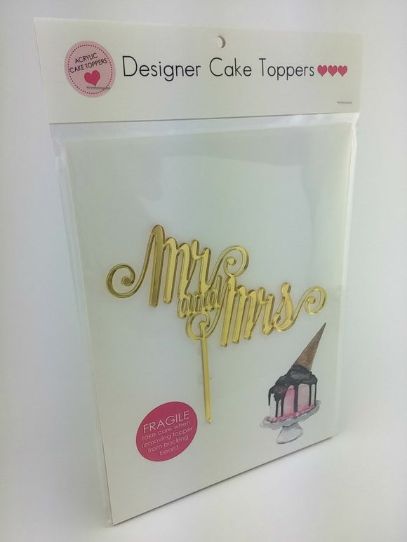 Acrylic Cake Topper - MR & MRS - Gold