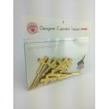 **CLEALRANCE** Gold cross Cupcake Topper's (12 pack)