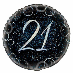 45cm Foil Balloon - 21st SPARKLE BLUE