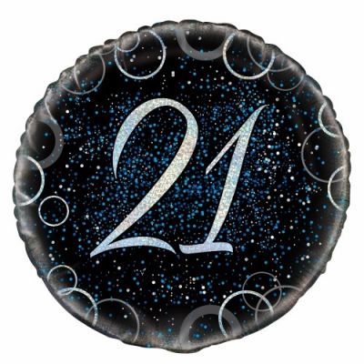 45cm Foil Balloon - 21st SPARKLE BLUE