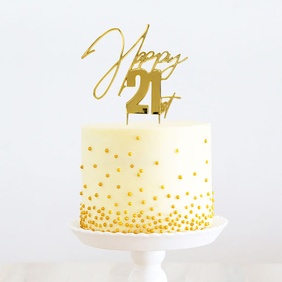 Happy 21st GOLD Cake Topper