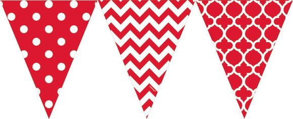 *CLEARANCE* Bunting Flags (Pennant Banners) - RED