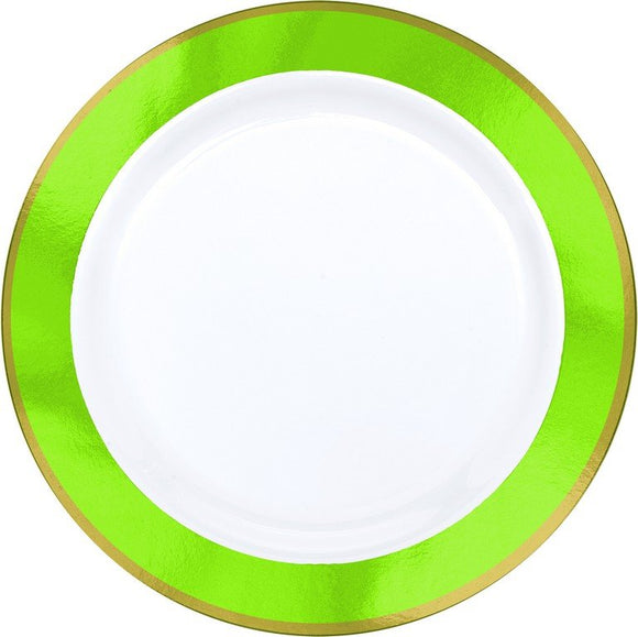 Gold Rim LUNCHEON Plates - LIME GREEN