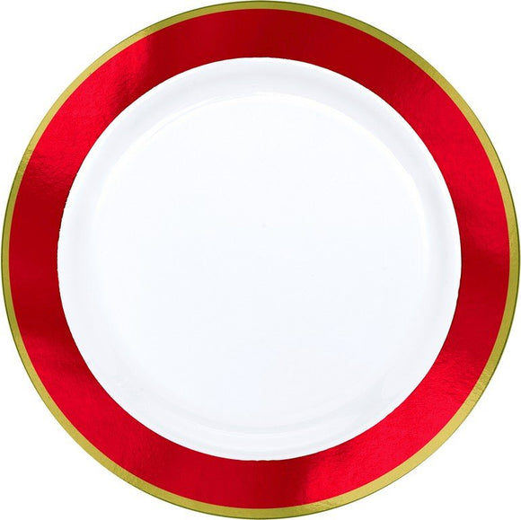 Gold Rim LUNCHEON Plates - RED