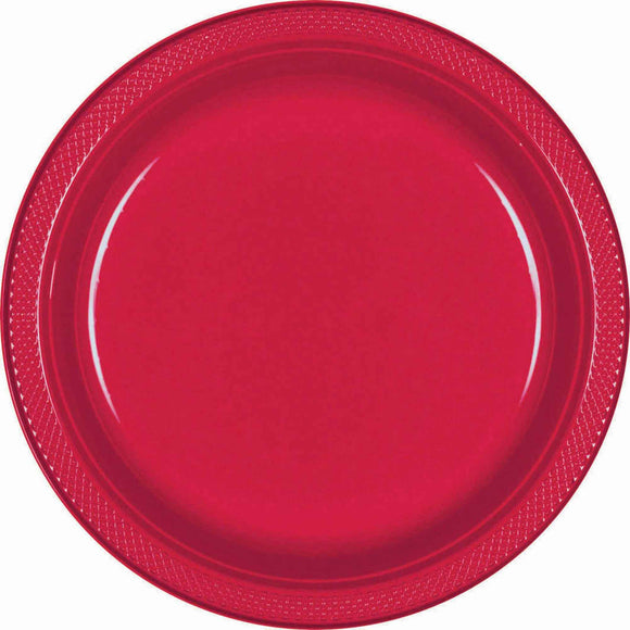 Red - Plastic Plate 17cm