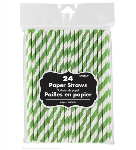 Lime Green - Chevron Paper Straws