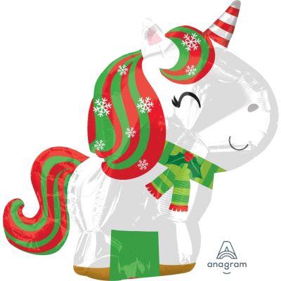 JNR SHAPE Foil Balloon - CHRISTMAS UNICORN