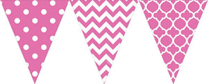 *CLEARANCE* Bunting Flags (Pennant Banners) - Bright Pink