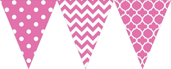 *CLEARANCE* Bunting Flags (Pennant Banners) - Bright Pink