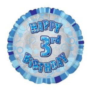 45cm Foil Balloon - 3RD BIRTHDAY BLUE
