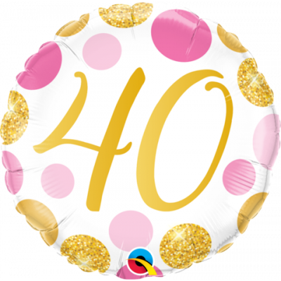 45cm Foil Balloon - 40th BIRTHDAY GOLD & PINK