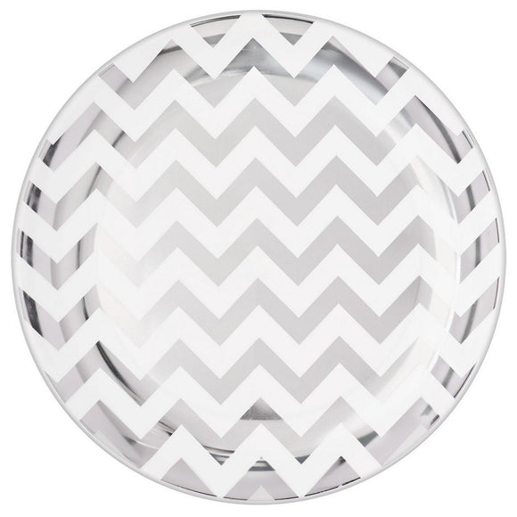 CHEVRON LUNCHEON PLATES - SILVER