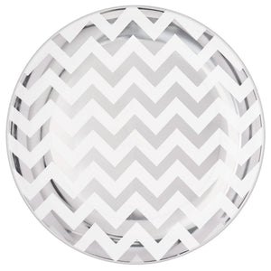 CHEVRON DINNER PLATES - SILVER