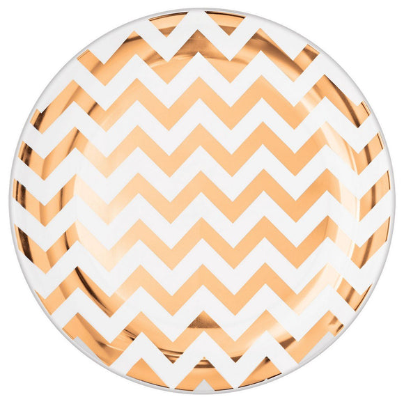 CHEVRON DINNER PLATES - ROSE GOLD