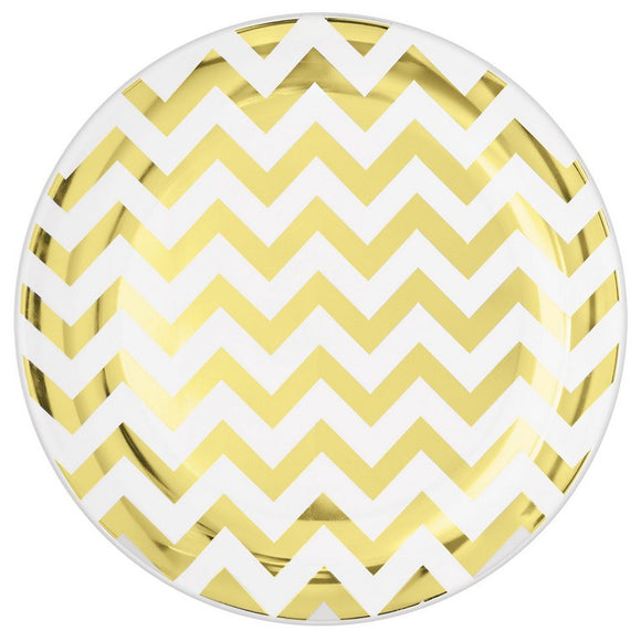 CHEVRON LUNCHEON PLATES - GOLD