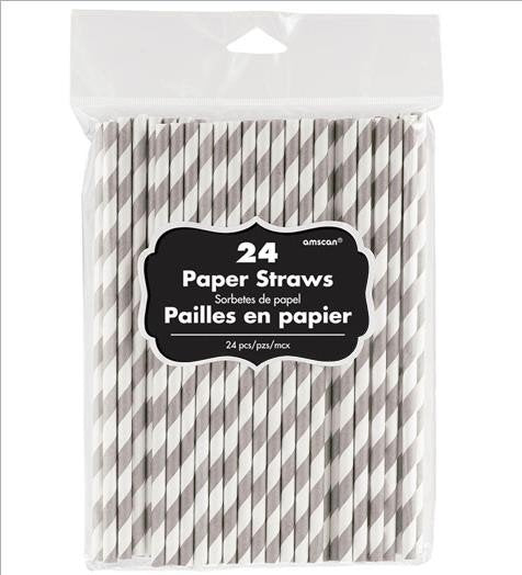 SILVER - Chevron Paper Straws