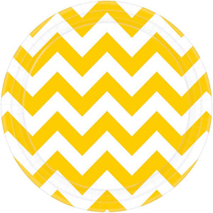 Yellow - Chevron Paper Plates 23cm