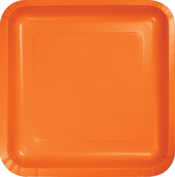 PAPER PLATE SQ - ORANGE 17CM