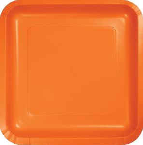 PAPER PLATE SQ - ORANGE 23CM