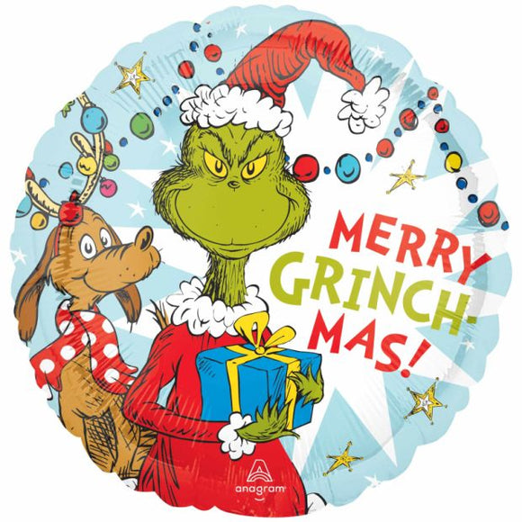 45cm Foil Balloon - MERRY GRINCH-MAS