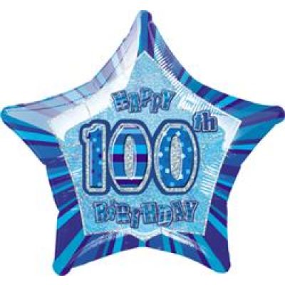 45cm Foil Balloon - 100th BIRTHDAY BLUE