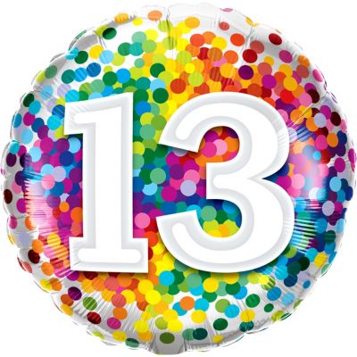 45cm Foil Balloon - 13TH BIRTHDAY DOTS