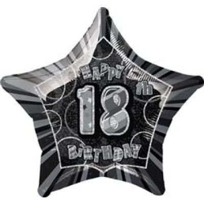 45cm Foil Balloon - HAPPY 18th BIRTHDAY BLACK