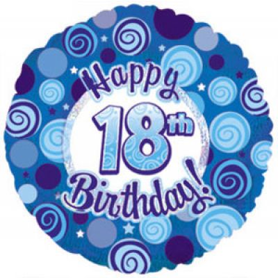 45cm Foil Balloon - HAPPY 18th BIRTHDAY BLUE