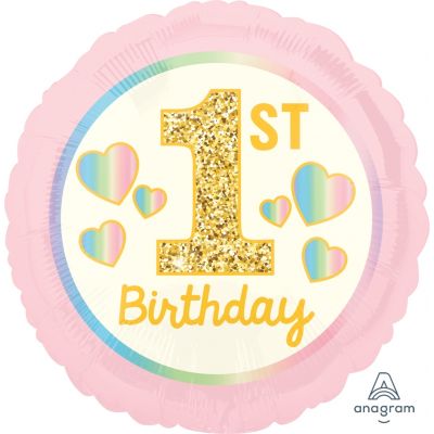 45cm Foil Balloon - HAPPY 1ST BIRTHDAY