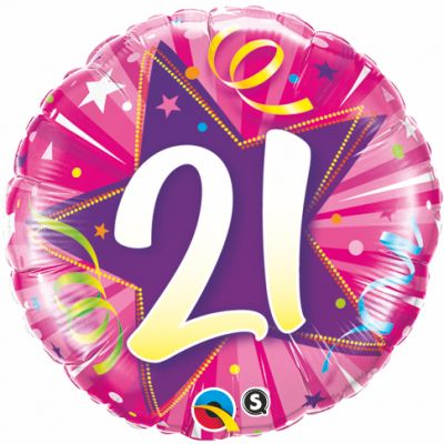 45cm Foil Balloon - 21st BIRTHDAY PINK