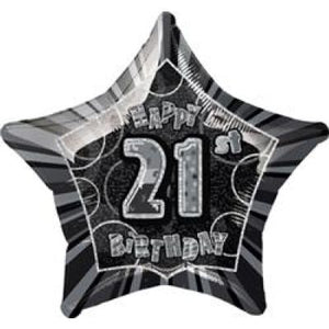 45cm Foil Balloon - 21st BIRTHDAY BLACK
