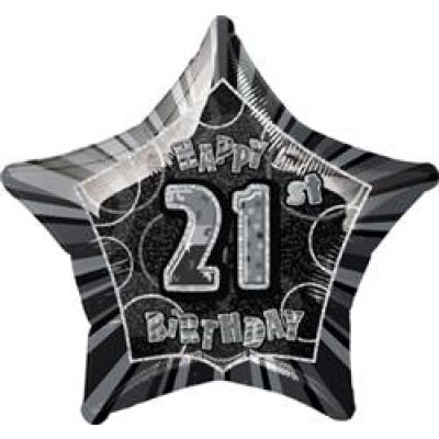 45cm Foil Balloon - 21st BIRTHDAY BLACK